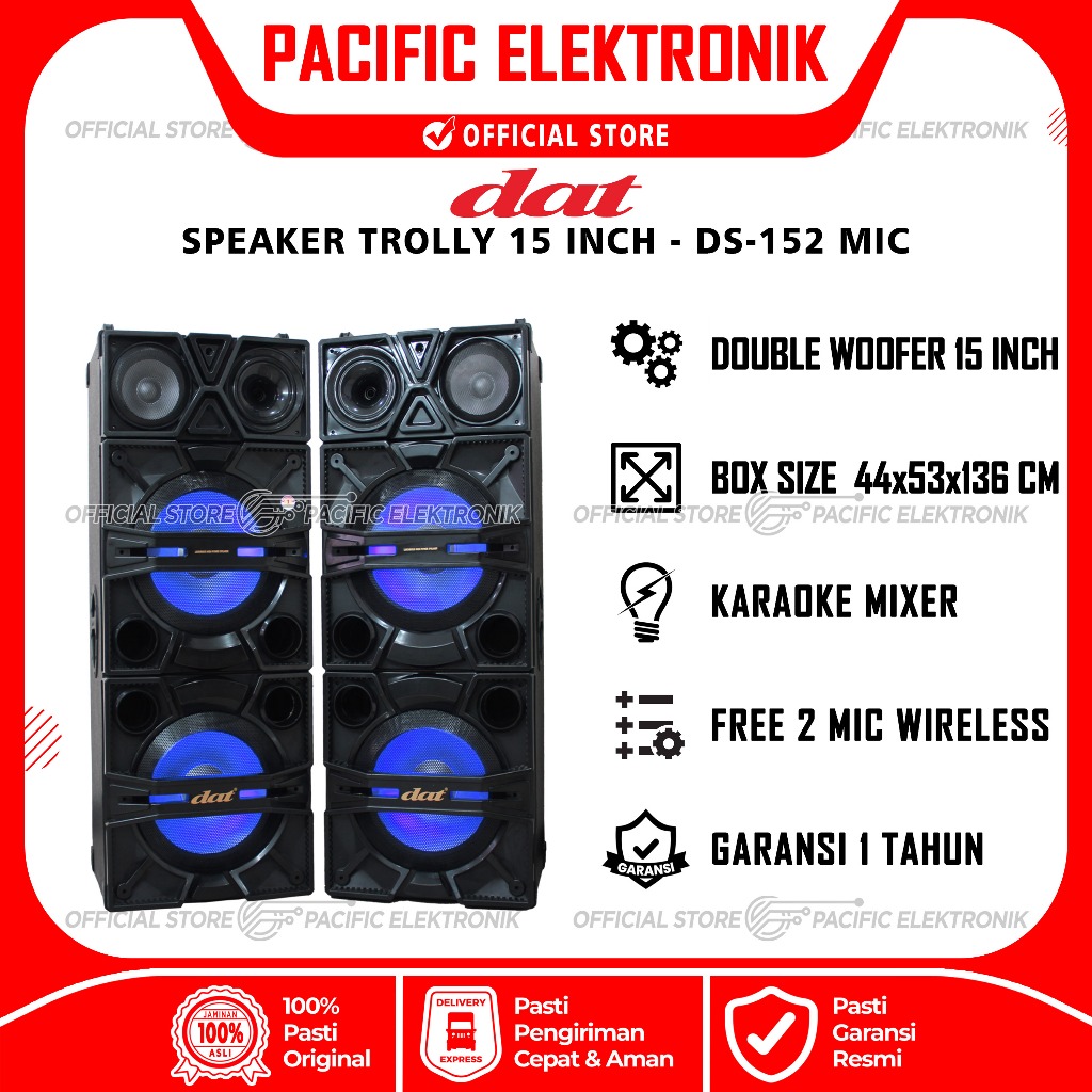 Speaker Active DAT Bluetooth 15inch DX-152 2 Mic / DX152