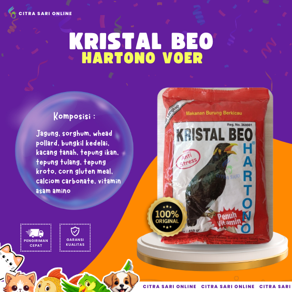 Citra Sari Online | Pakan Burung Kristal Beo Anti Stres Hartono Voer