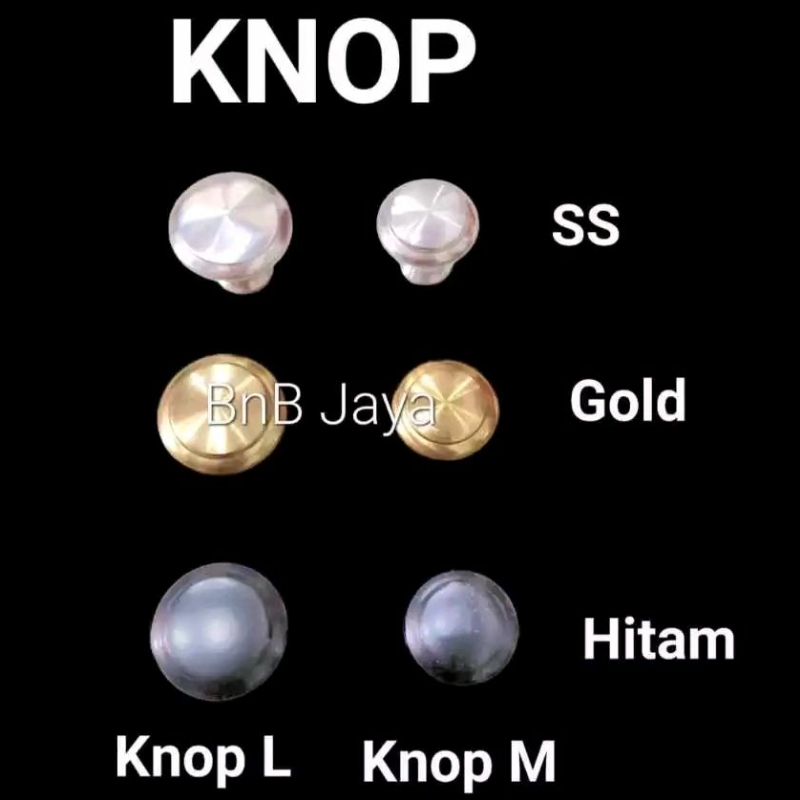 Knop M dan L Payung Bulat Stainless Steell , Gold , Hitam (Tarikan / Handel / Knob / Pegangan Laci)