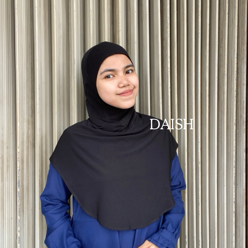 Hijab Bergo sport olahraga hitam jersey premium hijab instan by daish