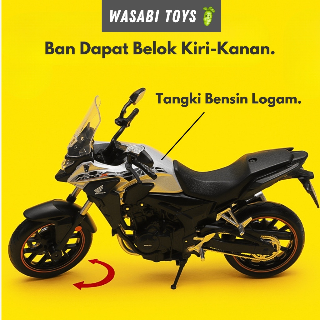 niatur Diecast 1:12 Honda CB 400X CB 400 CCA Cool ic Auto (Dengan Alas Motor, Tangki Logam)