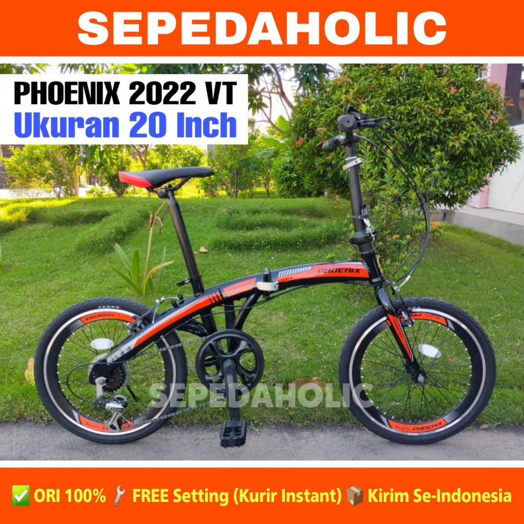 Sepeda Lipat PHOENIX 2022 2026 VT Ukuran 20 Inch 7 Speed Dewasa Anak Boncengan