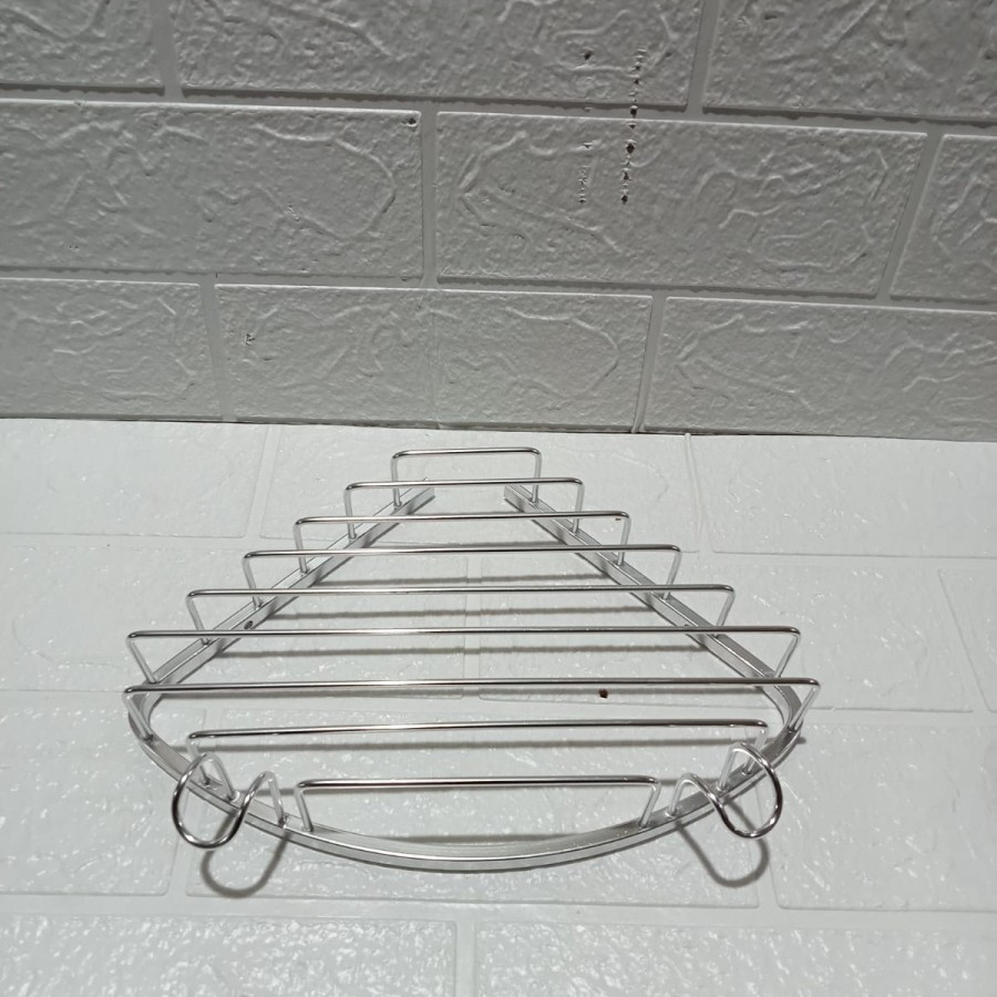 Rak Sudut Kawat Single Aluminium / Rak Sabun Toilet / Rak Sudut Kamar Mandi / Rak Shampo / Rak Bumbu