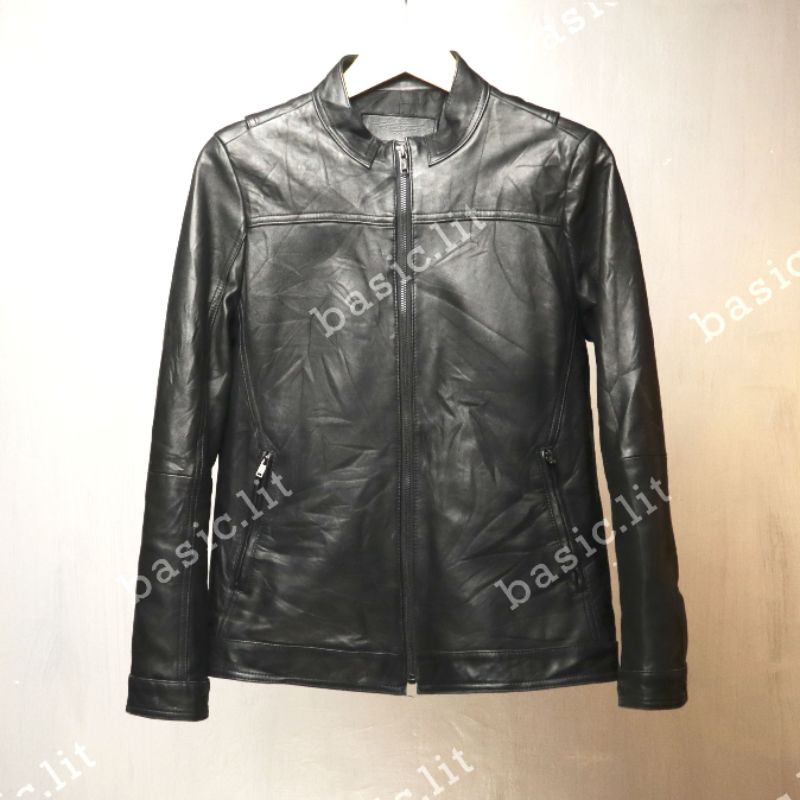 Police biker leather jacket second preloved