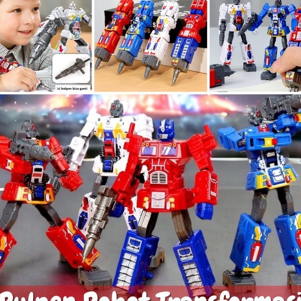 

BIG SALE Pulpen Robot Transformasi Pena Bolpen Anak Mainan Action Figure Robot Soldier Alat Tulis Hadiah Gift Optimus ST119