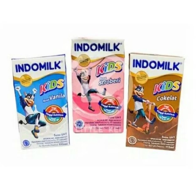 

Susu Indomilk UHT kids 115ml vanila coklat stroberi