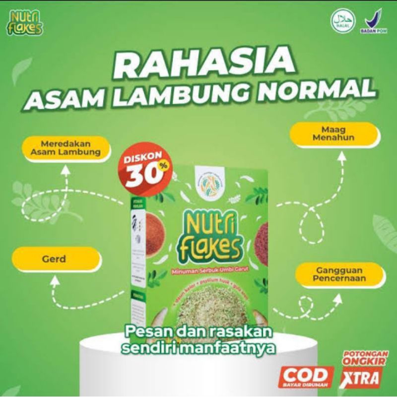 

Nutriflakes Sereal Umbi Garut With Psyillium Husk Sereal Asam Lambung dan Gerd Halal BPOM 1 Box