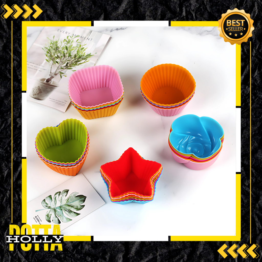 POTTAHOLLY Cetakan Silikon Muffin  / Kue Cupcake Silikon Bulat / CETAKAN CUPCAKE / CETAKAN PUDING KU