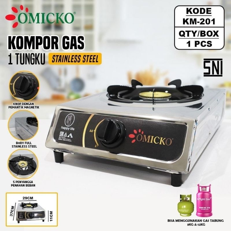 kompor 1tungku omicko stenlish api besar