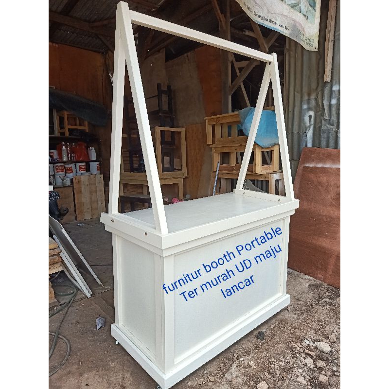Booth Portable bahan kayu jati Landa ukran 120x160x180 tanpa laci dan pintu bisa dikirim keluar pula