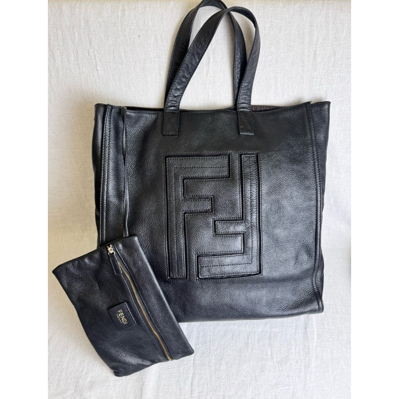 TAS FENDII* LEATHER VERTICAL TOTE BAG PRELOVED BAG BRANDED