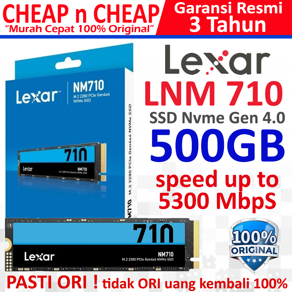 SSD Lexar NM710 500GB Nvme 5300Mbps Original - SSD M.2 M2 MVMe NM620 NM LNM 620 LNM620