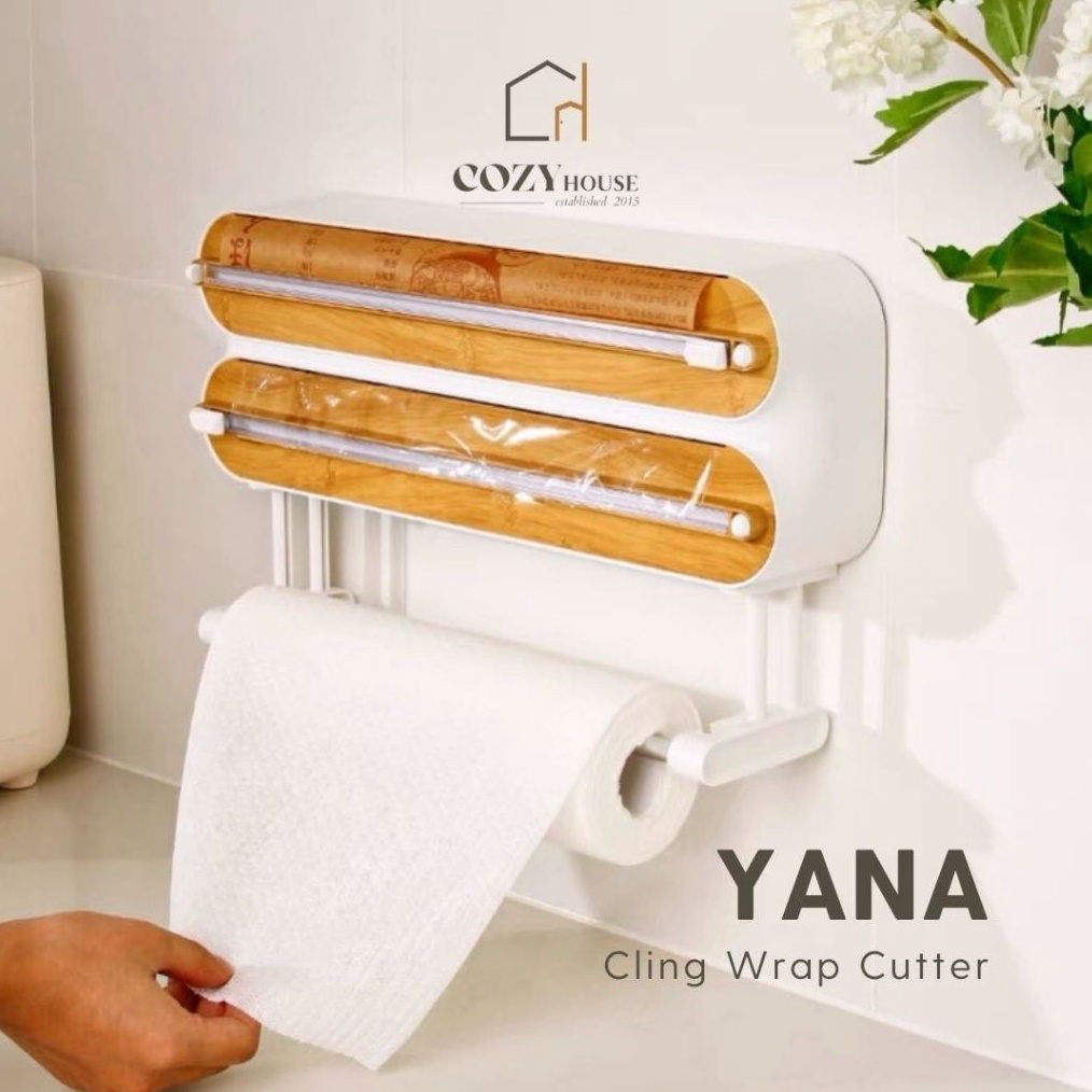 COZYHOUSE YANA Cling Wrap Dispenser Cutter Alat Penyimpanan Pemtoong Cutter Cling Wrap Paper Alunium