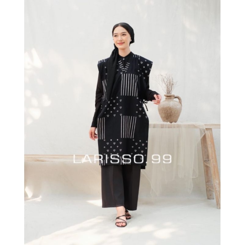 Niora / Vest Batik Panjang / Rompi Wanita /Motif Tralis Love