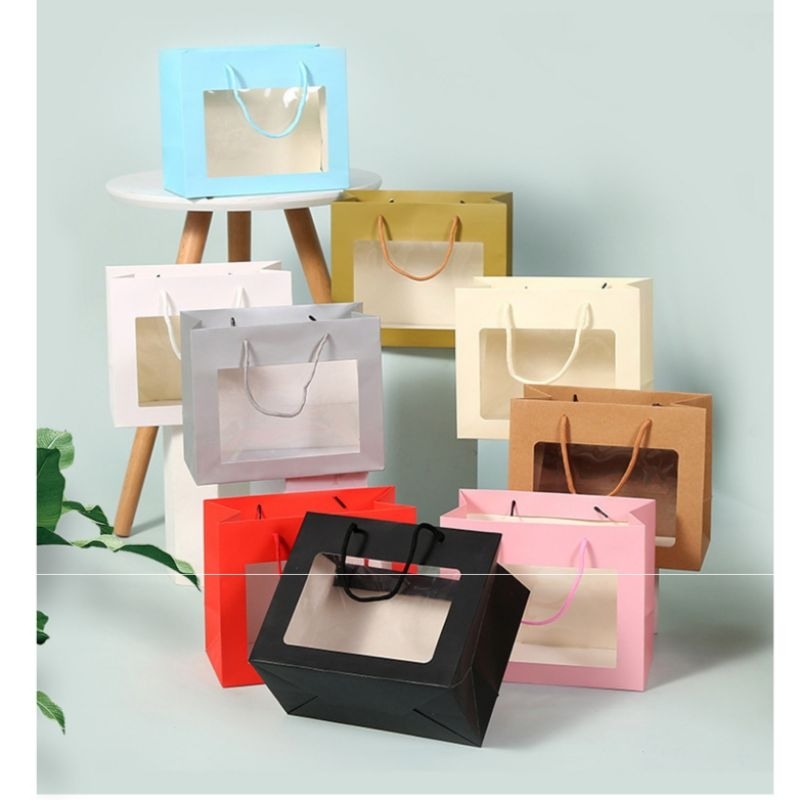 

PAPER BAG WINDOW TRANSPARAN TAS SOUVENIR GIFT BAG ACARA ULTAH