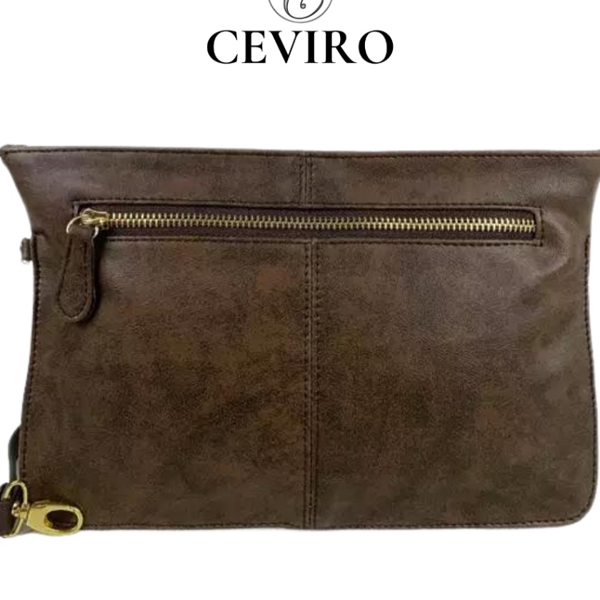 Diskon CEVIRO Dompet Kulit Pria Dan Wanita Ceviro Ueno Clutch Paling Orinal