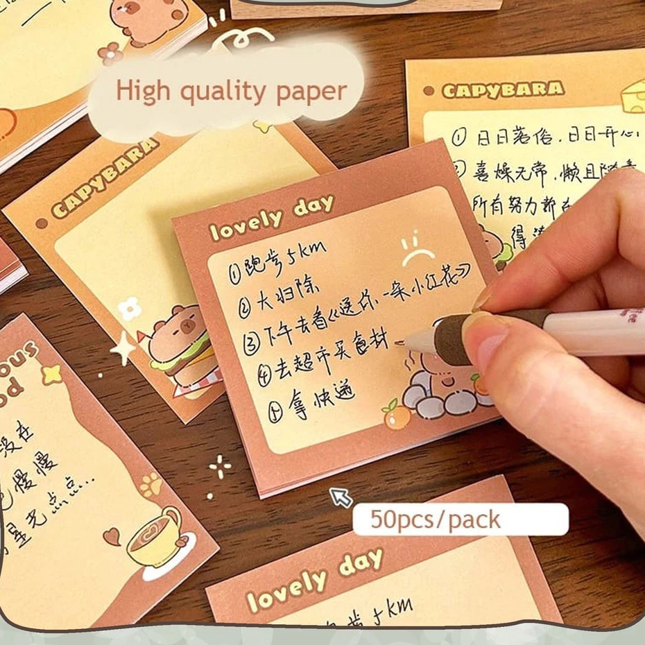 

FANSTORE_PKU / 80 Lembar Sticky Notes / Memo Pad / Post-it / Berbentuk Capybara / PEKANBARU