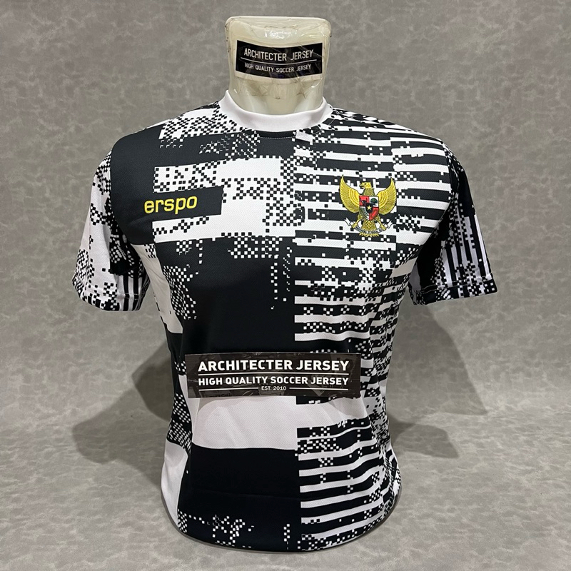 [PRE-MATCH] Jersey Baju Bola Training Timnas Indonesia Prematch Erspo 2024 2025 Putih Hitam Pre Matc