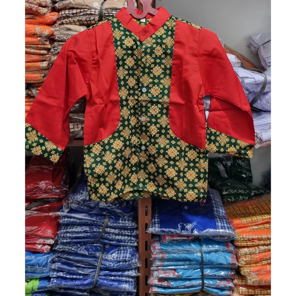 Baju Batik Koko Muslim Anak Laki Laki Usia 3 - 7 Tahun Pakaian Atasan Muslim Baju TK Anak Laki Laki 
