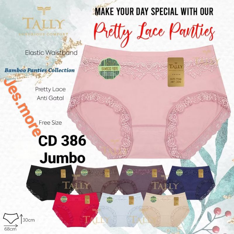 Tally 386 CD Celana Dalam Jumbo Katun Bamboo Renda