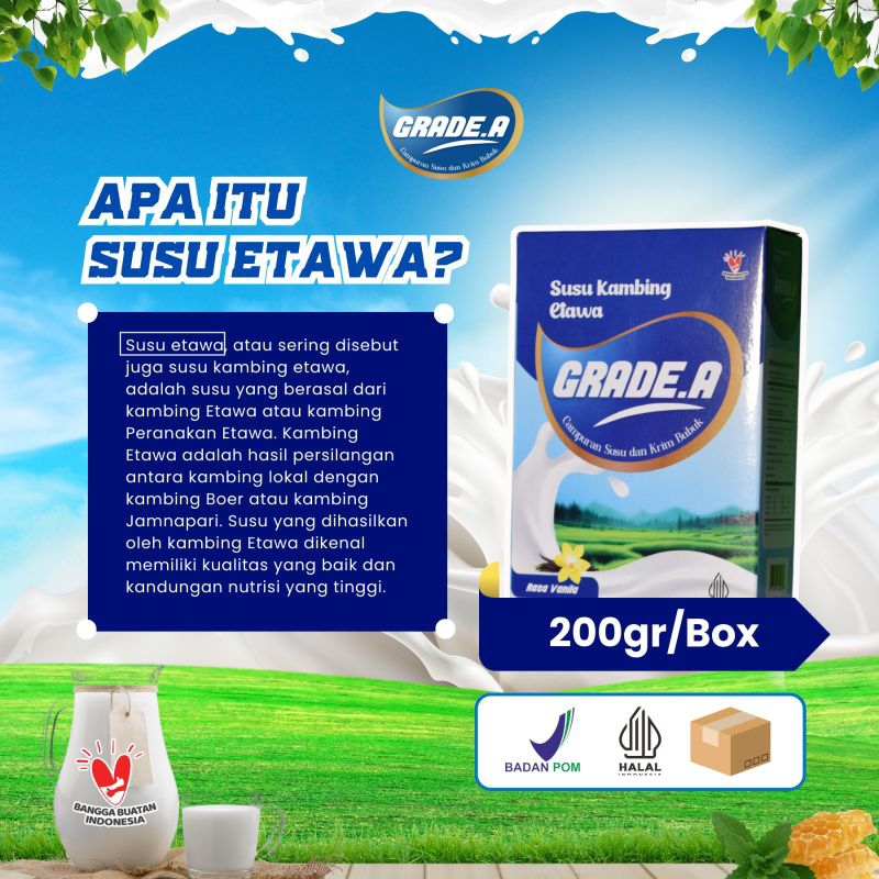 

[BPOM] Susu Kambing Etawa Grade A Vanilla 1000gr (Solusi Atasi Nyeri Sendi, Asam Urat, Rematik, Masalah Pernafasan & Nutrisi Tulang)