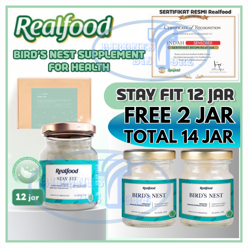 

REALFOOD STAY FIT isi 12 JAR (MINUMAN SARANG BURUNG WALET) REALFOOD INDONESIA