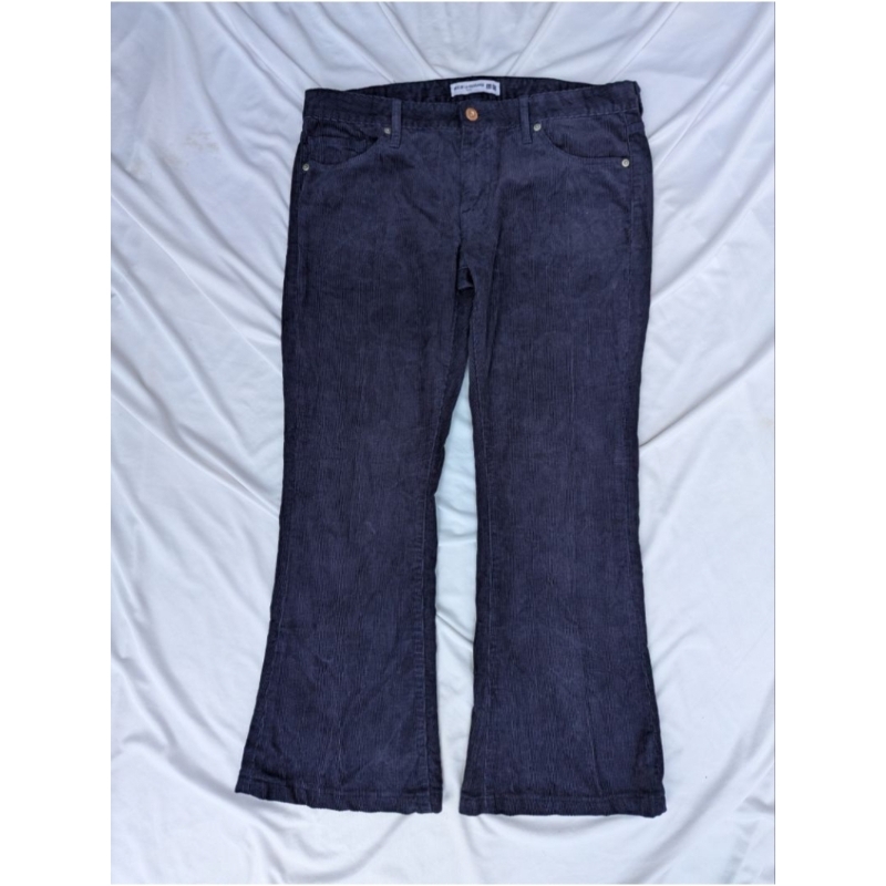 Celana panjang corduroy UNIQLO cutbray ungu original second pria wanita size 33