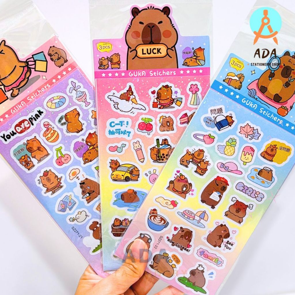 

1 Pc ISI 3 Lembar STICKER GLITER CAPYBARA SZ 271-3/STIKER CAPYBARA