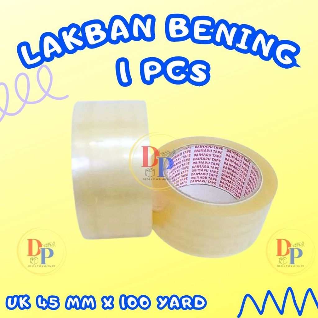 

1 Pcs Lakban Bening Ukuran 45 mm x 100 yard