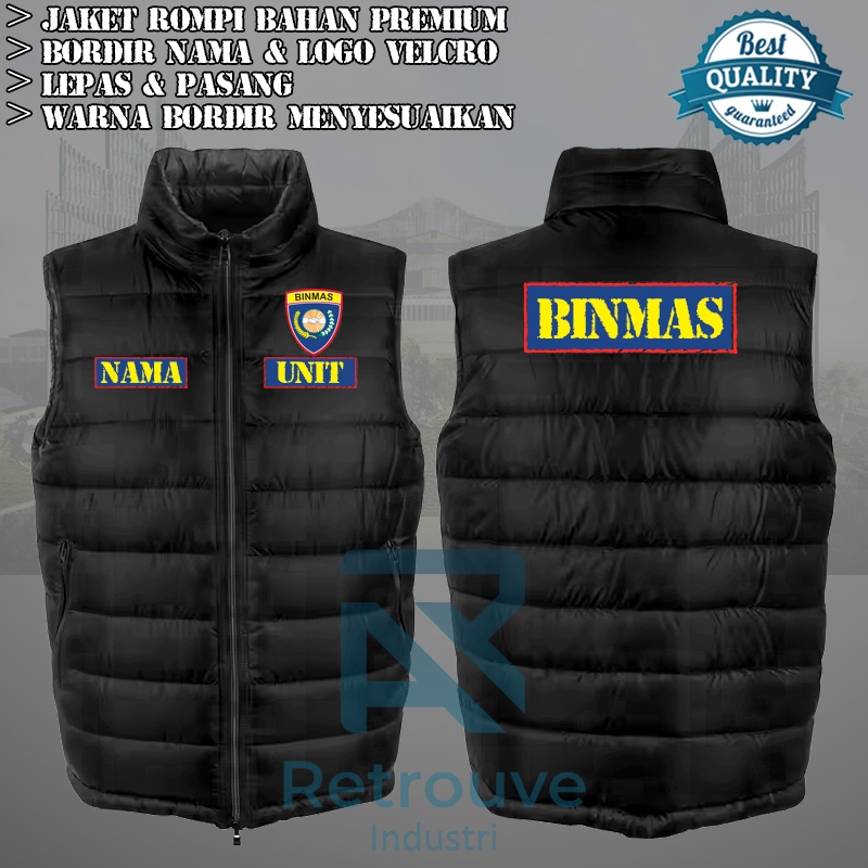 (Premium) Jaket Rompi BINMAS Polri / Jaket Rompi Gelembung / Vest Tactical / Vest Outdoor