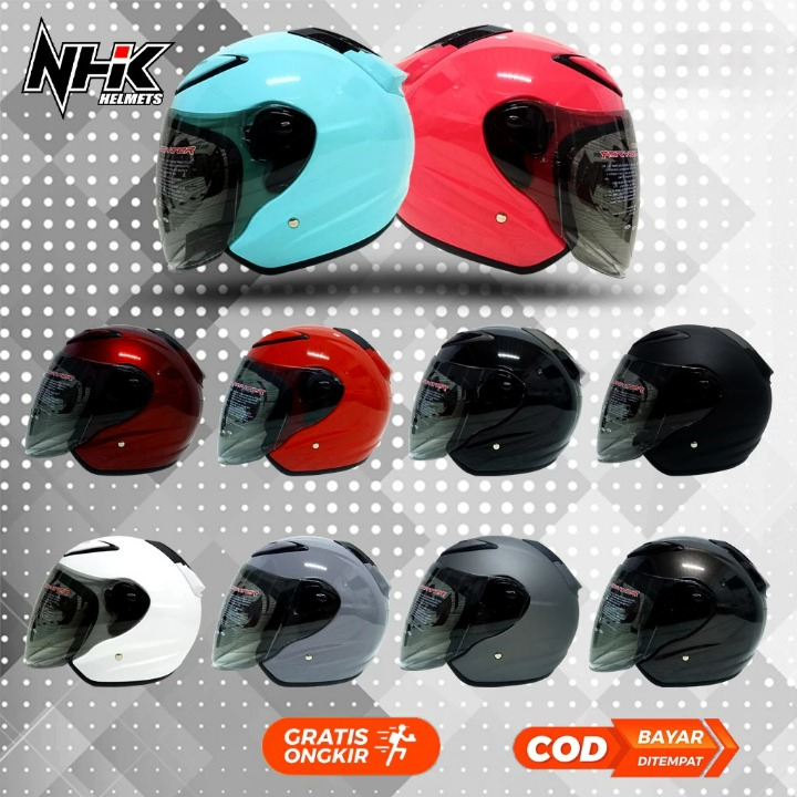 HELM NHK HALF FACE NHK R6 NHK R 6 SOLID BLACK DOFF NHK R6 POLOS