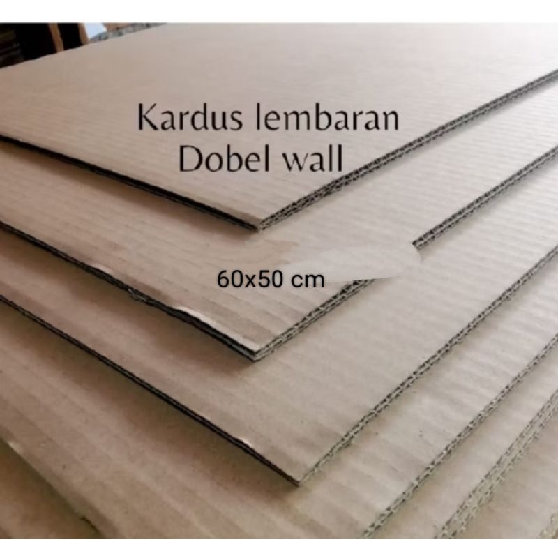 

kardus lembaran 60 x 50 cm dobel wall polos
