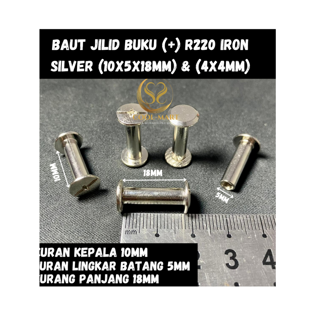 BAUT JILID BUKU (+) R220 IRON SILVER (10X5X18MM) & (4X4MM)