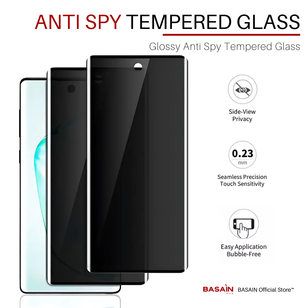 BASAIN Tempered Glass AntiSpy Samsung S22/Plus/Ultra FULL COVERED