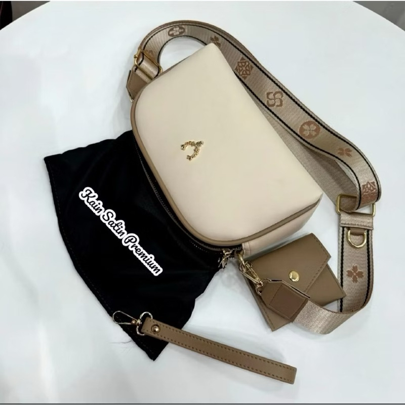 MARIONE - NAURA Tas Selempang Wanita 3 Ruang Resleting Fashion Korea