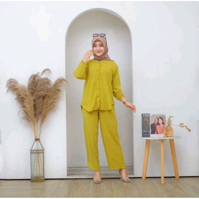 SETELAN ANDIN WANITA DEWASA/SETELAN WANITA KANCING BUSUI/ONE SET KATUN PREMIUM