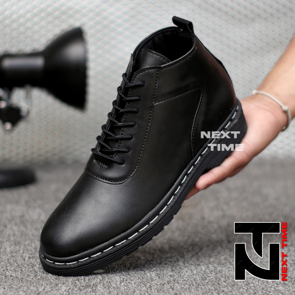 NXT Dexter Black Sepatu Boots Pria Hitam Kerja Casual Original