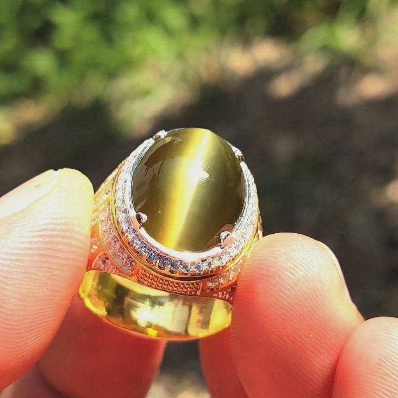 Cincin Nephrite Cat Aye (Nephrite Jade Actinolite) - Ready Stock