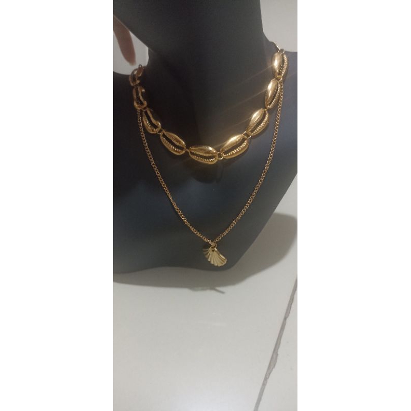 livine aksesoris import kalung warna rantai gold keong kuwuk