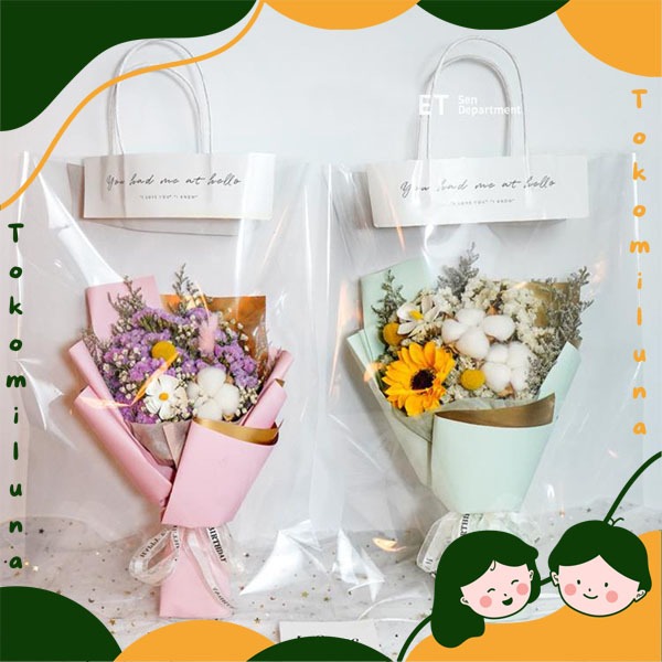 

Kantong bunga OPP hello flower bag kantong buket bunga romantis tulisan you had me at hello transparan HB1679