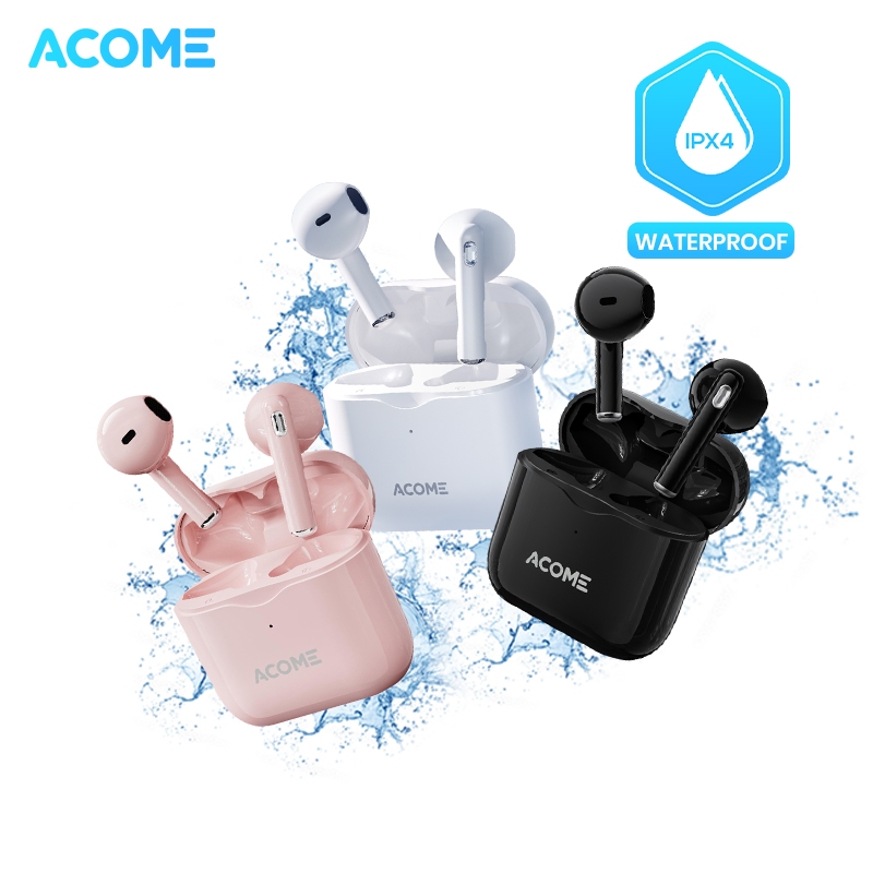 Acome Headset Earphone TWS Bluetooth 5.3 IPX4 Waterproof 3 Gram Ultra Light Inpods AT01 Garansi Resm