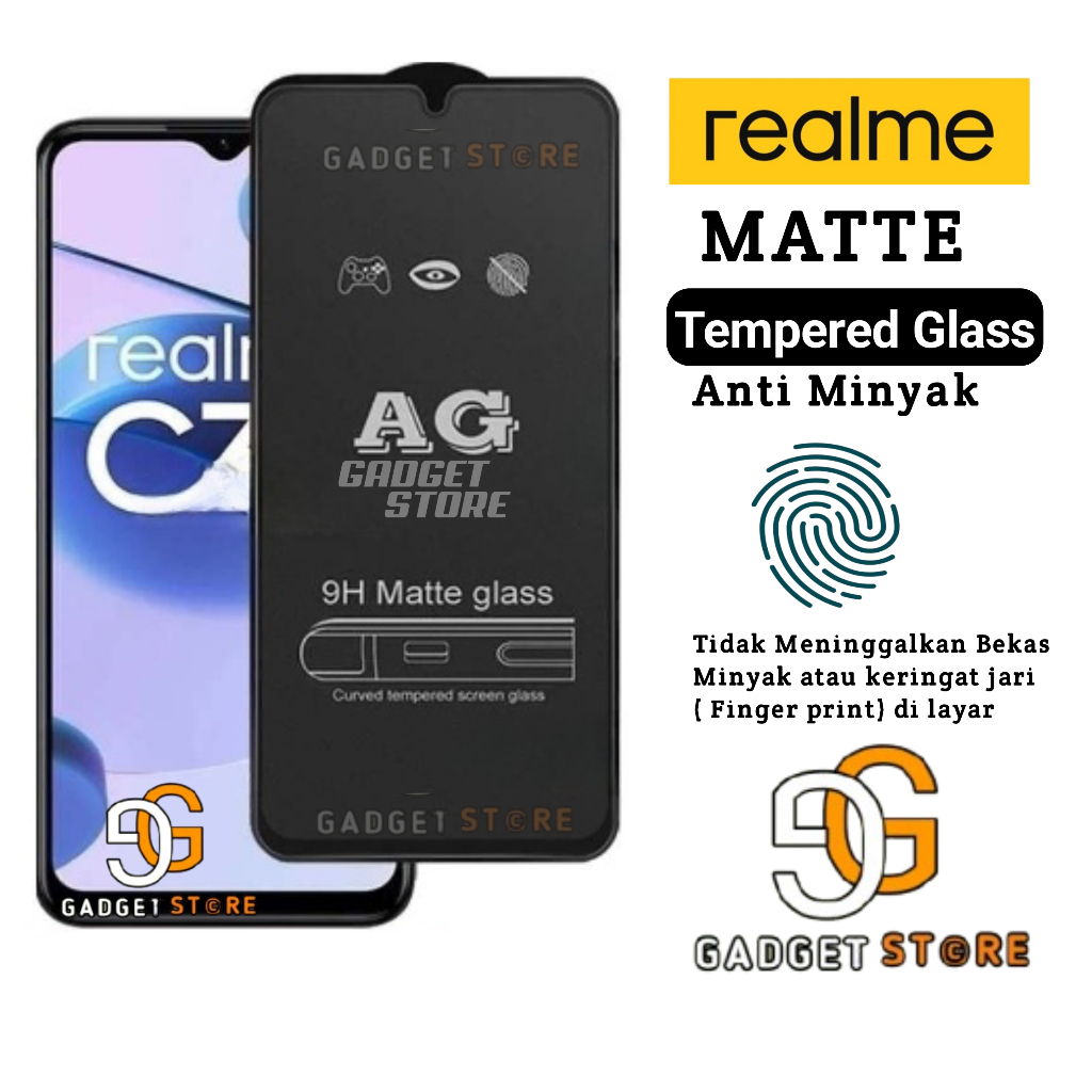 Matte Glass Full Layar Realme C30 C31 C33 C35 C53 C53 nfc C55 C55 nfc tg anti gores pelindung hp