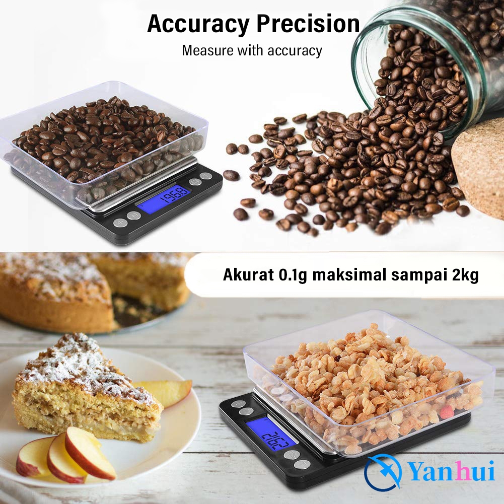 Bardonshop - Timbangan Dapur Digital 0.1G/3Kg Usb Rechargeable Timbangan Kue Akurasi Tinggi