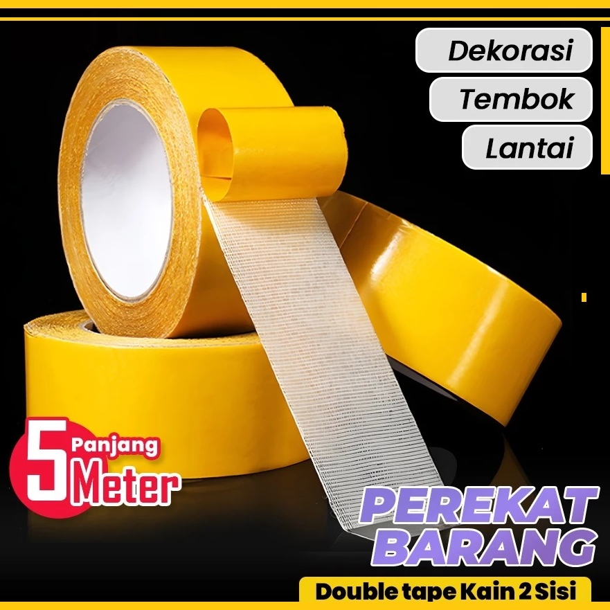 Tape Double Tip Ukuran 2 CM X 3 Meter  Bening Lakban 3M Super Perekat Lengket Sisi 2 Bagus Paling Mu