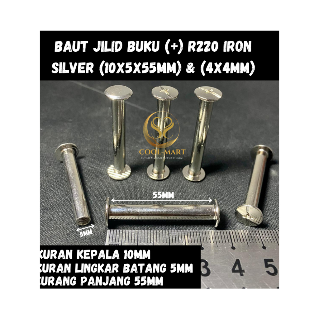 BAUT JILID BUKU (+) R220 IRON SILVER (10X5X55MM) & (4X4MM)