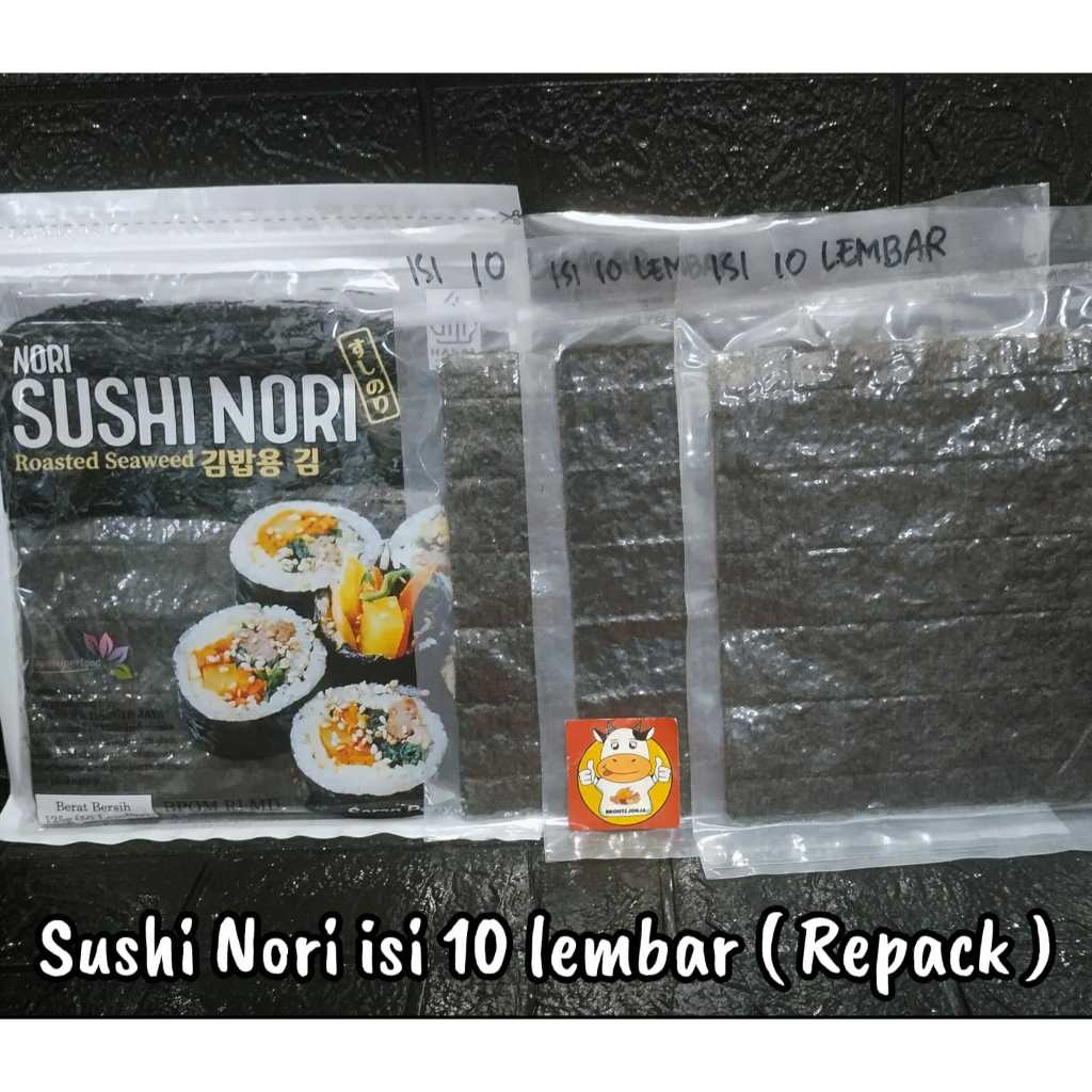 

SUSHI NORI REPACK ISI 5 LEMBAR/10 LEMBAR-FROZEN FOOD-BRONTZ JOGJA