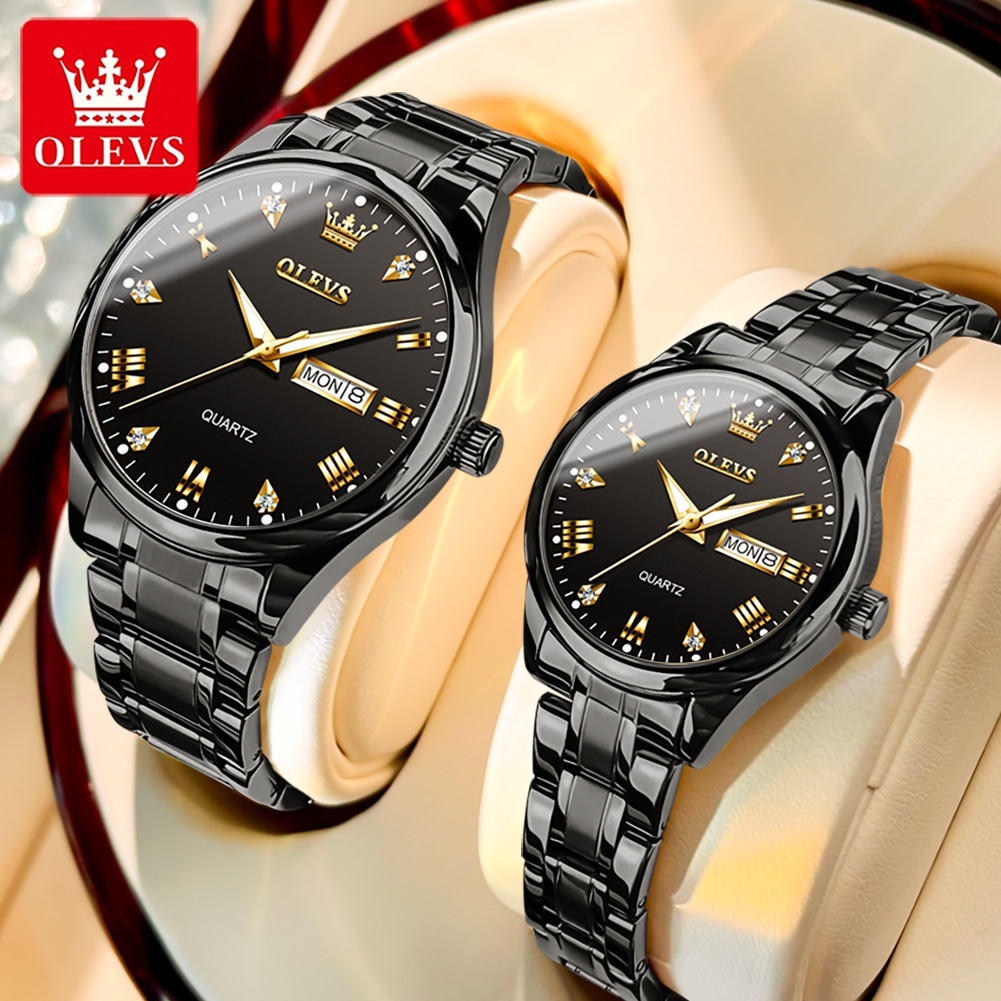 OLEVS Jam Tangan Couple Original 5563 Anti Air Original 100% Pasangan Kasual Rantai Couple Watch