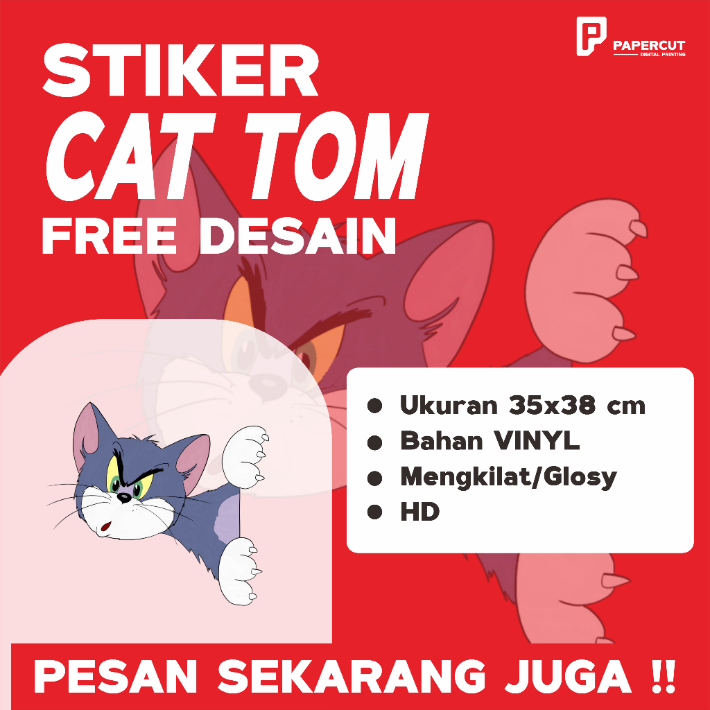 

STIKER CAT TOM AND JERRY Vinyl Ukuran 35x38 cm