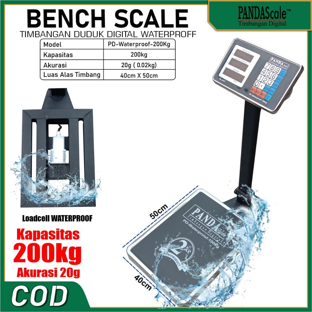 PANDA SCALE Timbangan Duduk Digital 200kg Waterproof Anti Air