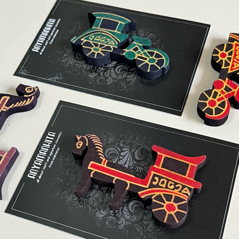 Magnet Tempelan Kulkas Becak Andong Kayu Jogja / Souvenir Eksklusif Oleh Oleh Khas Yogyakarta Indone